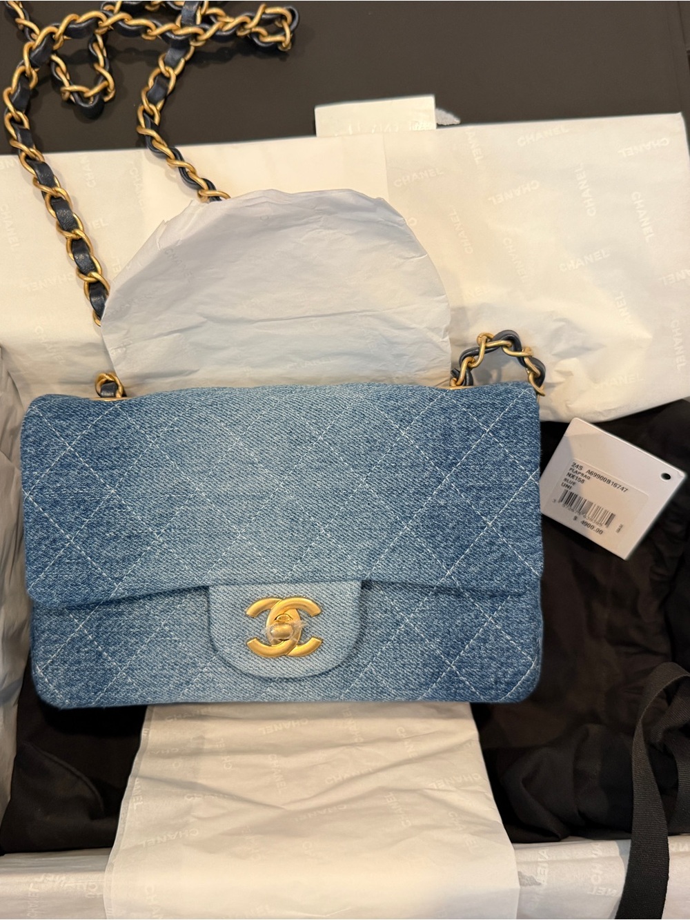BNIB CHANEL 24S Denim mini flap with Gold Hardware - Picture 6 of 8